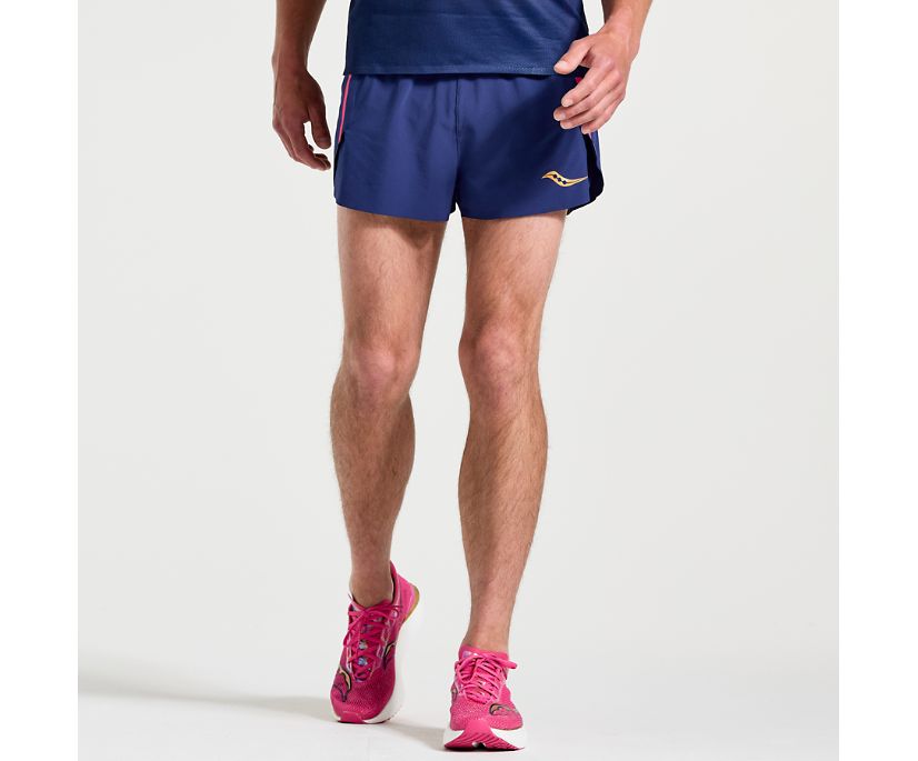 Men's Saucony Elite Split Short Blue | UK-68921