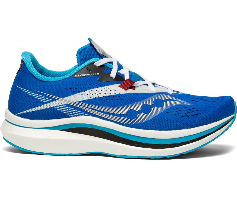 Men's Saucony Endorphin Pro 2 Running Shoes Royal White | UK-07385