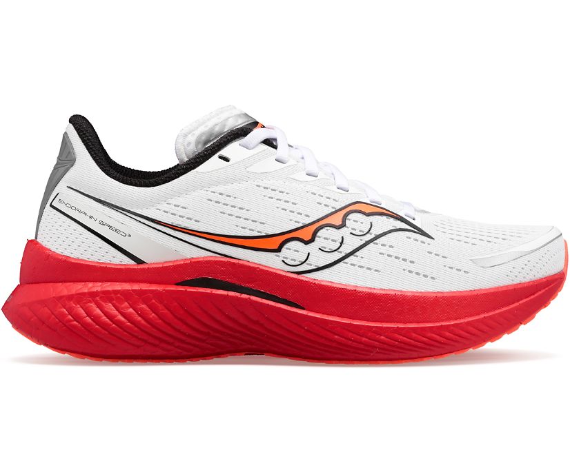 Men's Saucony Endorphin Speed 3 Running Shoes White Black Red | UK-58291