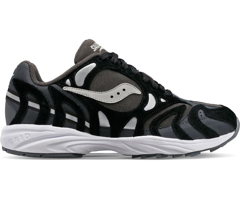 Men's Saucony Grid Azura 2000 Premium Sneakers Black Silver | UK-73420