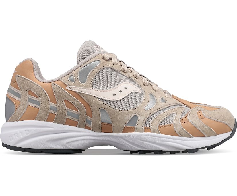 Men's Saucony Grid Azura 2000 Premium Sneakers Beige Silver | UK-82340