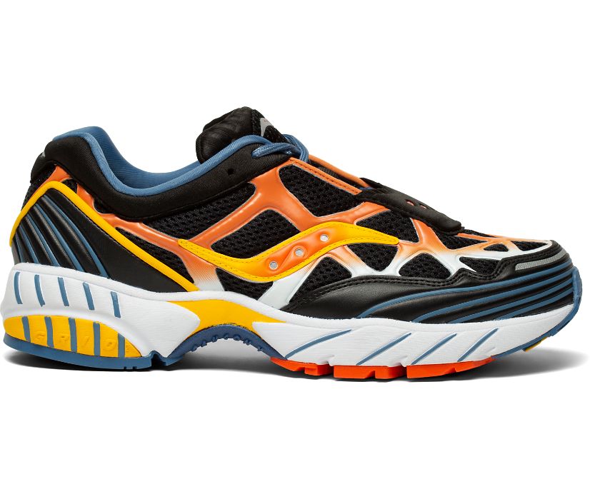 Men's Saucony Grid Web Sneakers Black Orange Yellow | UK-40129