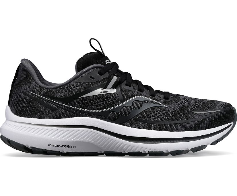 Men's Saucony Omni 21 Wide Walking Shoes Black White | UK-41870