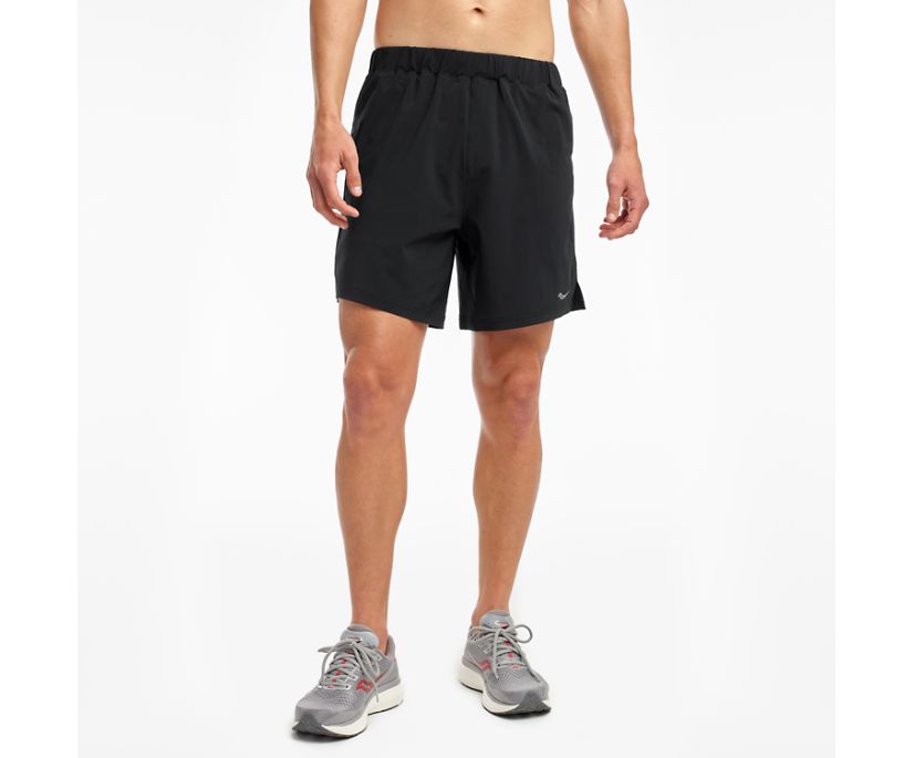 Men's Saucony Outpace 7" Short Black | UK-35879