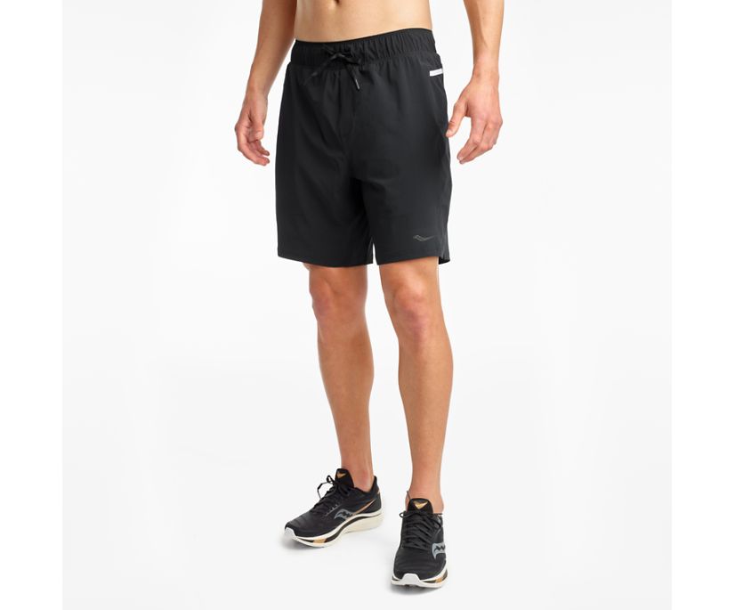 Men's Saucony Rerun 8" 2-1 Short Black | UK-42167