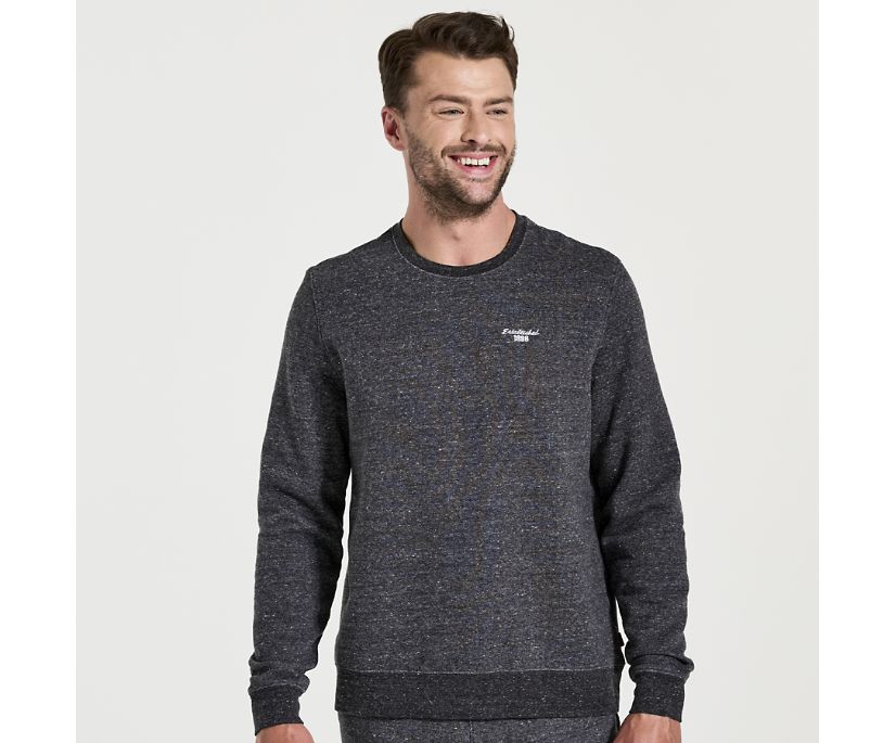 Men's Saucony Rested Crewneck Black | UK-95163