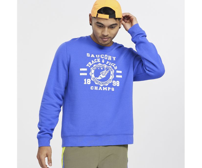 Men's Saucony Rested Crewneck Blue | UK-27085