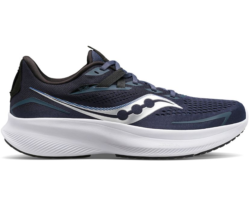 Men's Saucony Ride 15 Running Shoes Navy Silver | UK-47015