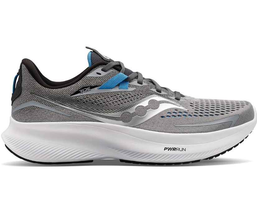 Men's Saucony Ride 15 Wide Walking Shoes Grey | UK-51864