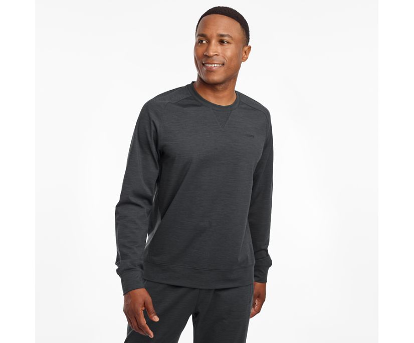 Men's Saucony Solstice Crew Long Sleeve Black | UK-30762