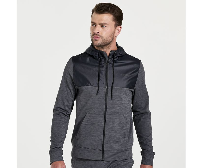 Men's Saucony Solstice Zip Hoody Black | UK-42853