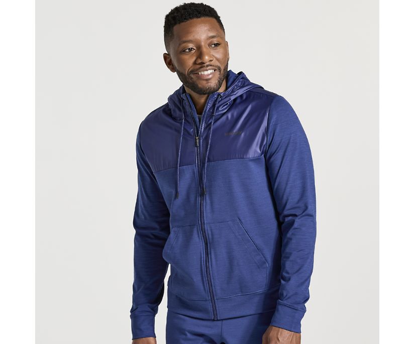 Men's Saucony Solstice Zip Hoody Jackets Blue | UK-02983