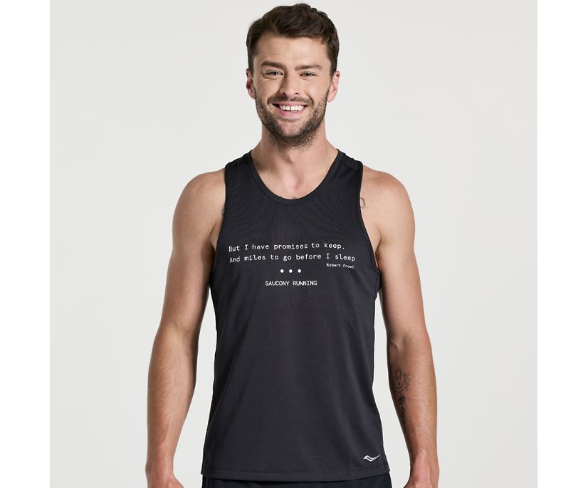 Men's Saucony Stopwatch Singlet Black | UK-27304