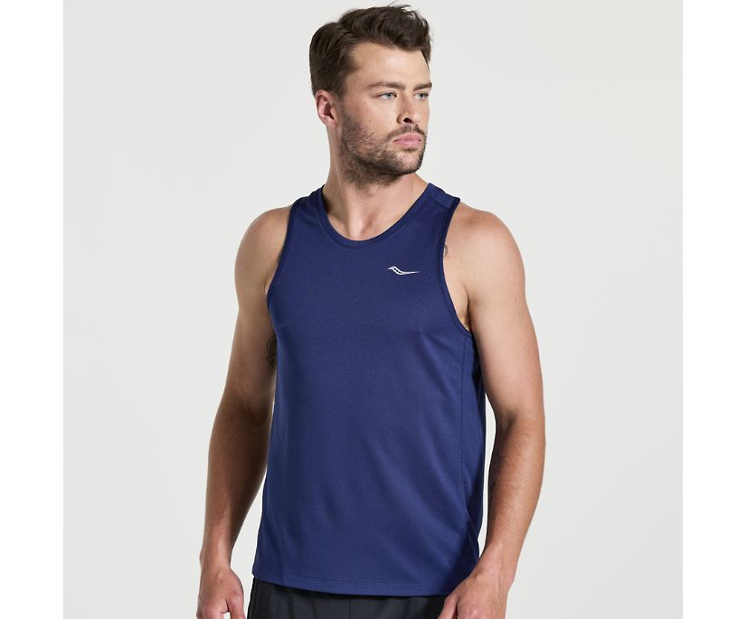 Men's Saucony Stopwatch Singlet Blue | UK-93071