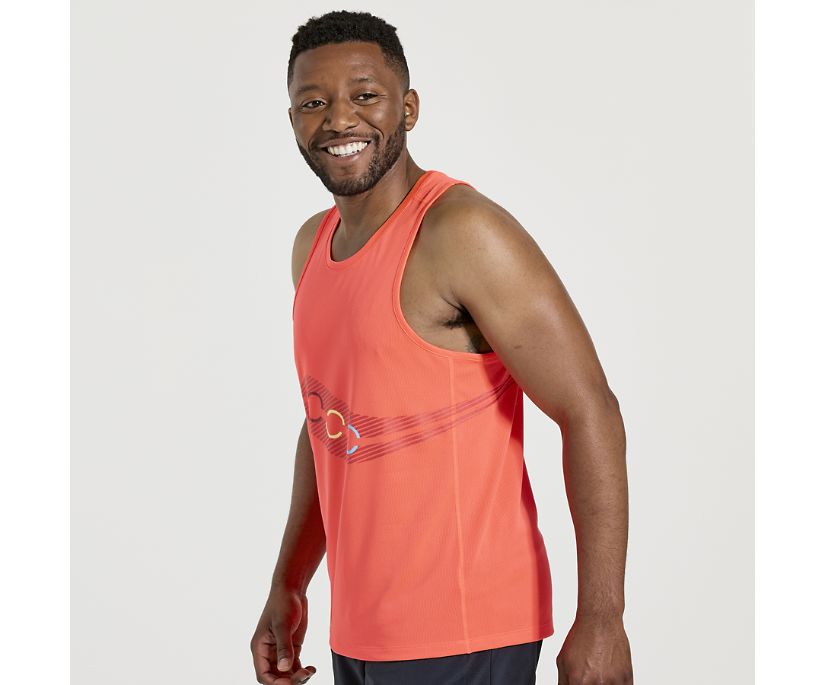 Men's Saucony Stopwatch Singlet Red | UK-24698