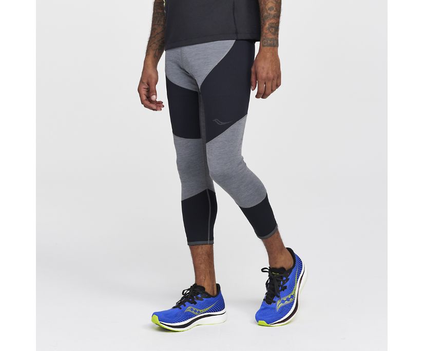 Men's Saucony Time Trial Crop Tight Dark Grey | UK-03758