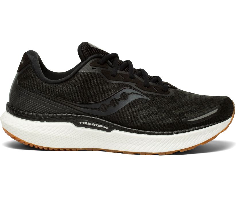 Men's Saucony Triumph 19 Walking Shoes Black | UK-67954