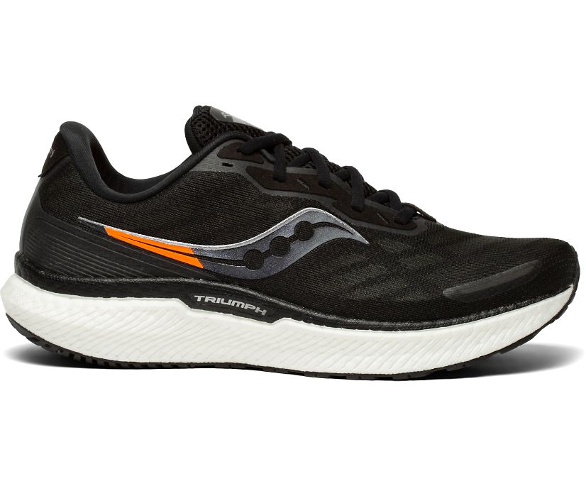 Men's Saucony Triumph 19 Wide Walking Shoes Black White | UK-48153