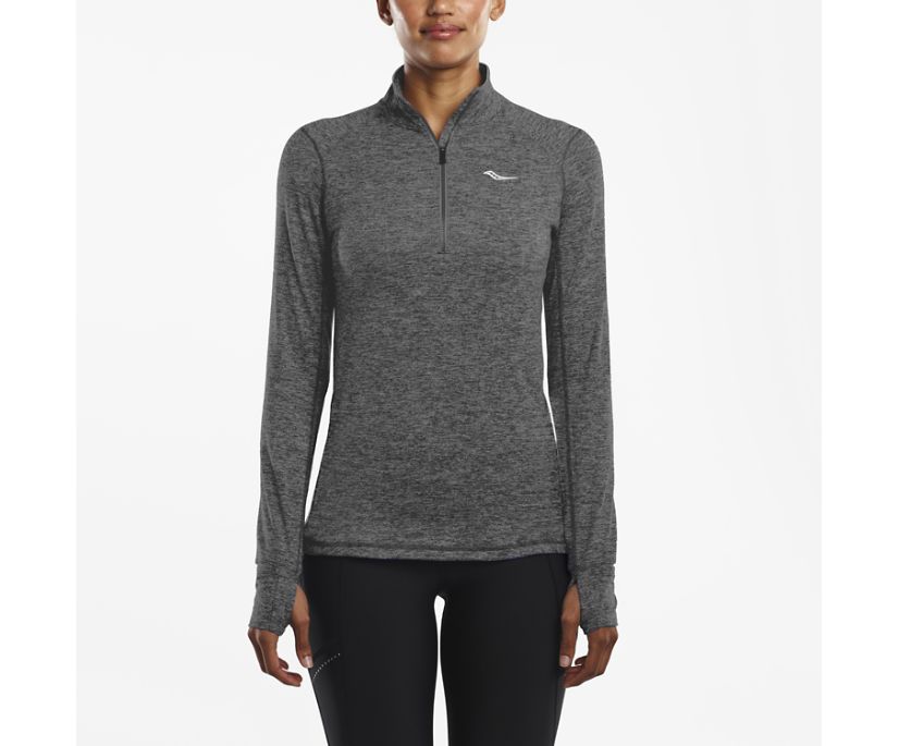 Women's Saucony 1/4 Zip Sportop Long Sleeve Dark Grey | UK-29560