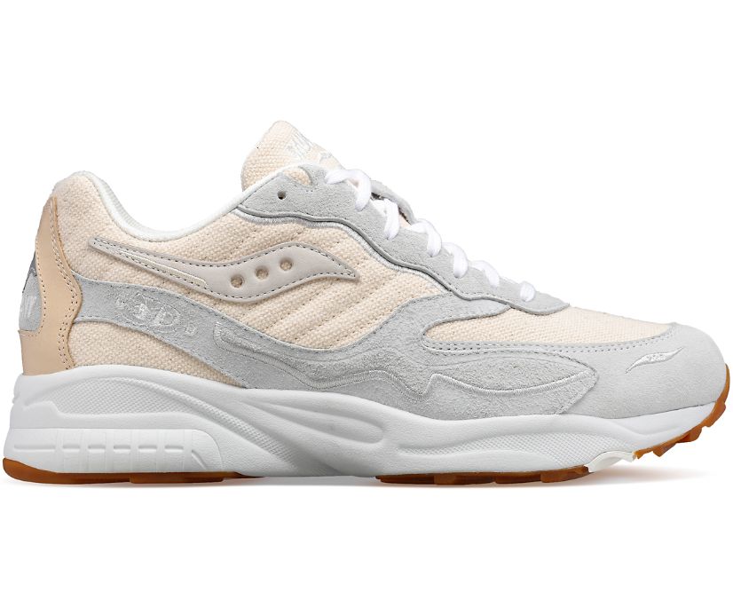 Women's Saucony 3d Grid Hurricane Blank Canvas Sneakers Beige White | UK-04386