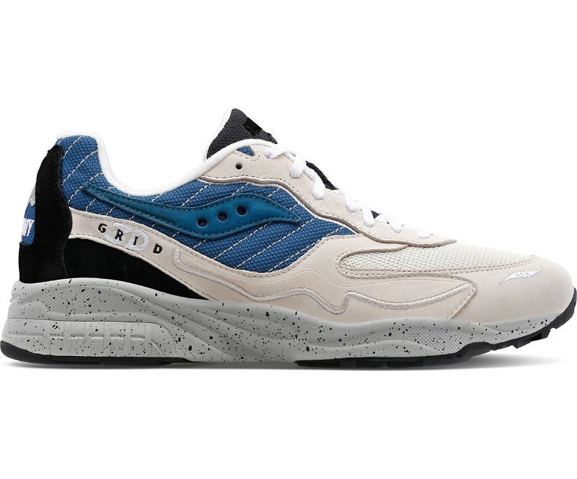 Women's Saucony 3d Grid Hurricane Premium Sneakers Cream Blue | UK-45189