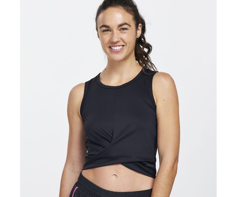 Women's Saucony Dash Crop Short Sleeve Black | UK-30629