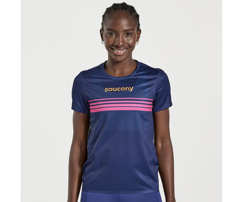 Women's Saucony Elite Short Sleeve Blue | UK-60493