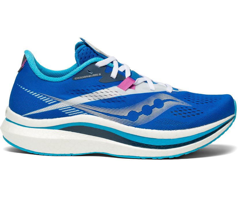 Women's Saucony Endorphin Pro 2 Running Shoes Royal White | UK-02375