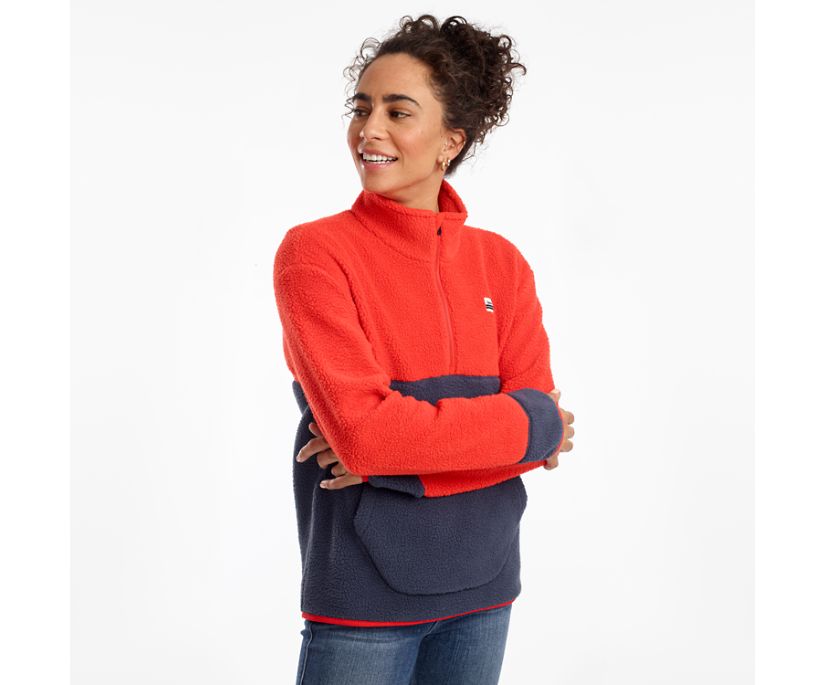 Women's Saucony Fireside Fleece Anorak Blue | UK-38124