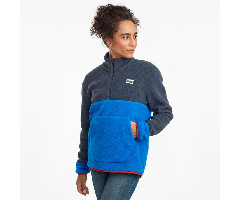 Women's Saucony Fireside Fleece Anorak Blue | UK-76423