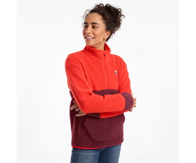 Women's Saucony Fireside Fleece Anorak Orange | UK-86510