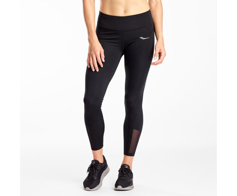 Women's Saucony Fortify 7/8 Tight Black | UK-82953