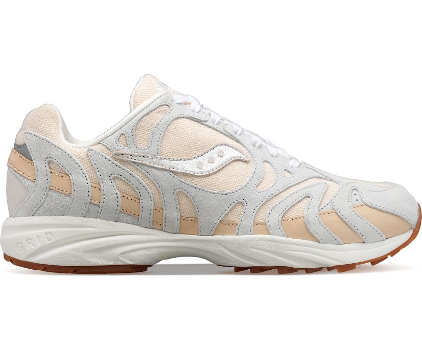 Women's Saucony Grid Azura 2000 Blank Canvas Sneakers Beige White | UK-08974