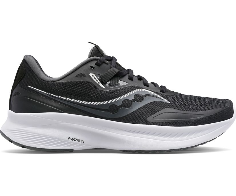 Women's Saucony Guide 15 Wide Running Shoes Black White | UK-98210