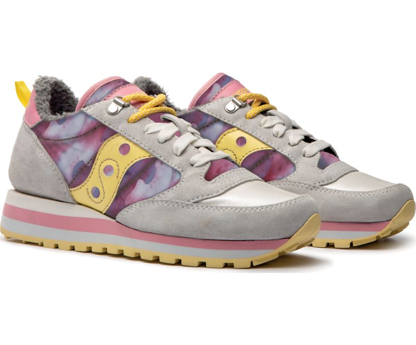 Women's Saucony Jazz Triple Retro Mountain Sneakers White Pink Yellow | UK-21493