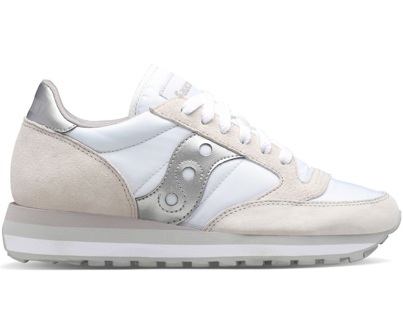 Women's Saucony Jazz Triple Sneakers White Silver | UK-31865