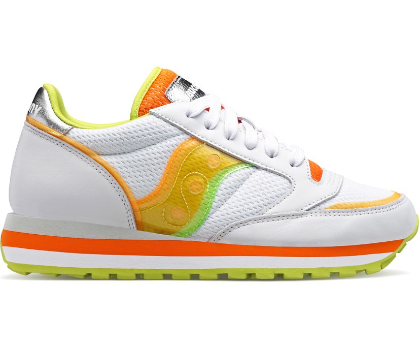 Women's Saucony Jazz Triple Walking Shoes White Orange | UK-10258