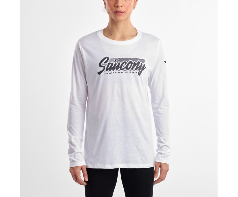 Women's Saucony Logo Tee Long Sleeve White | UK-73182