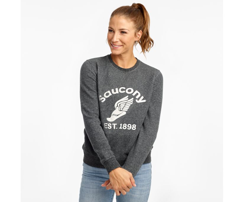 Women's Saucony Rested Crewneck Black | UK-98153