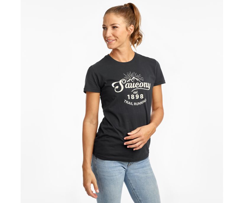 Women's Saucony Rested Short Sleeve Black | UK-09831