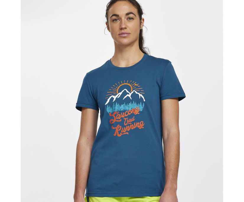 Women's Saucony Rested T-shirt Blue | UK-16837