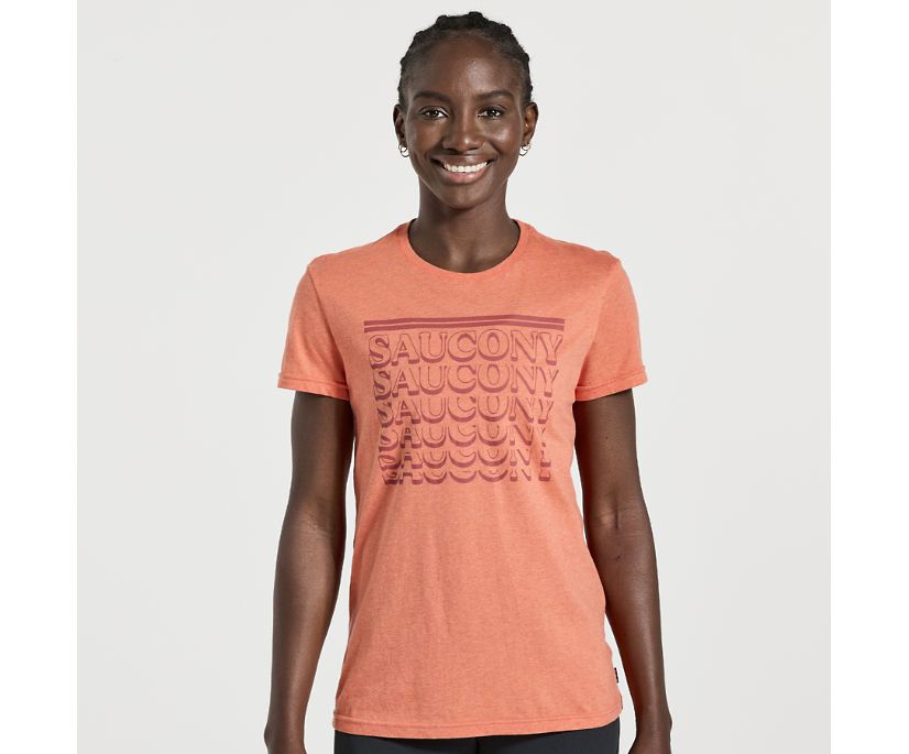 Women's Saucony Rested T-shirt Orange | UK-52693