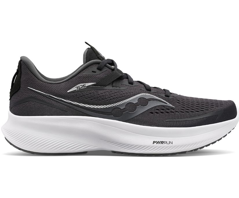 Women's Saucony Ride 15 Running Shoes Black White | UK-89765