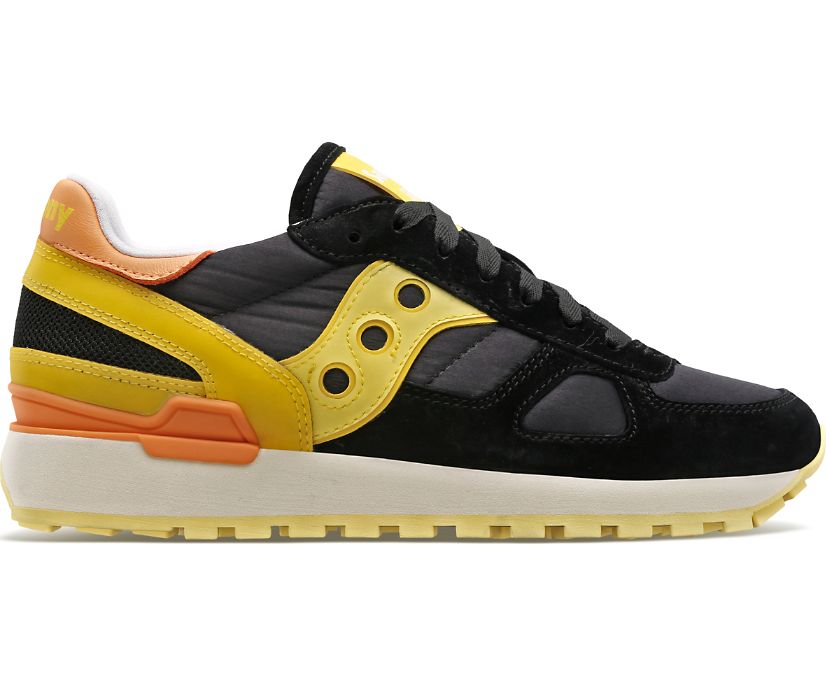 Women's Saucony Shadow Original Soft And Shiny Sneakers Black Yellow | UK-43952