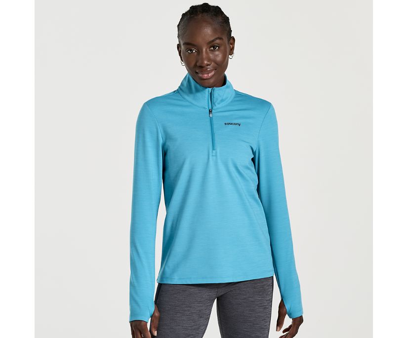 Women's Saucony Solstice 1/4 Zip Jackets Turquoise | UK-69587