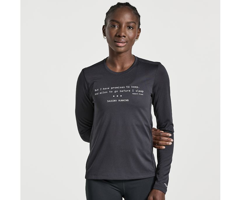 Women's Saucony Stopwatch Graphic Long Sleeve Black | UK-39067