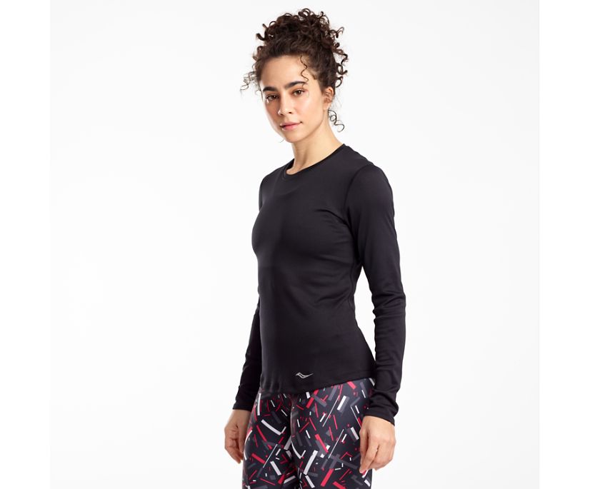 Women's Saucony Stopwatch Long Sleeve Black | UK-06942