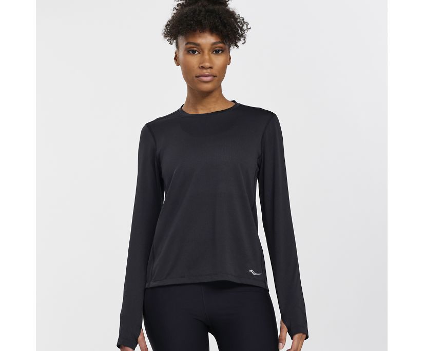 Women's Saucony Stopwatch Long Sleeve Black | UK-59423