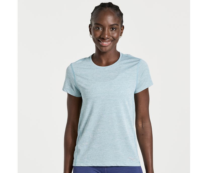 Women's Saucony Stopwatch Short Sleeve Blue | UK-78642