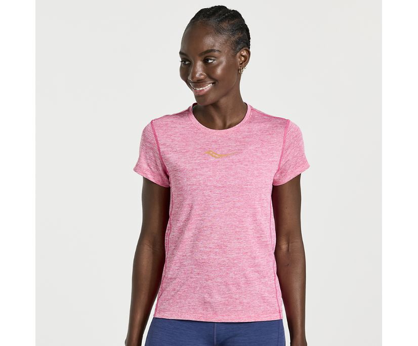 Women's Saucony Stopwatch Short Sleeve Pink | UK-28765